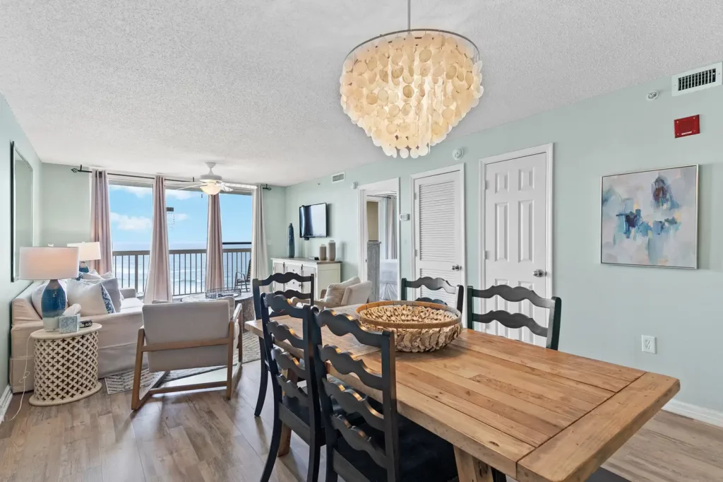Tips for Captivating Realty Photography That Attracts Buyers 4 Pensacola Real Estate photography Interior of Home dining room area with gulf of mexico waves ocean view outside window